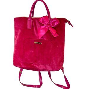Juicy Couture Velvet Tote Bag Hot Pink Backpack Satin Bow Size M